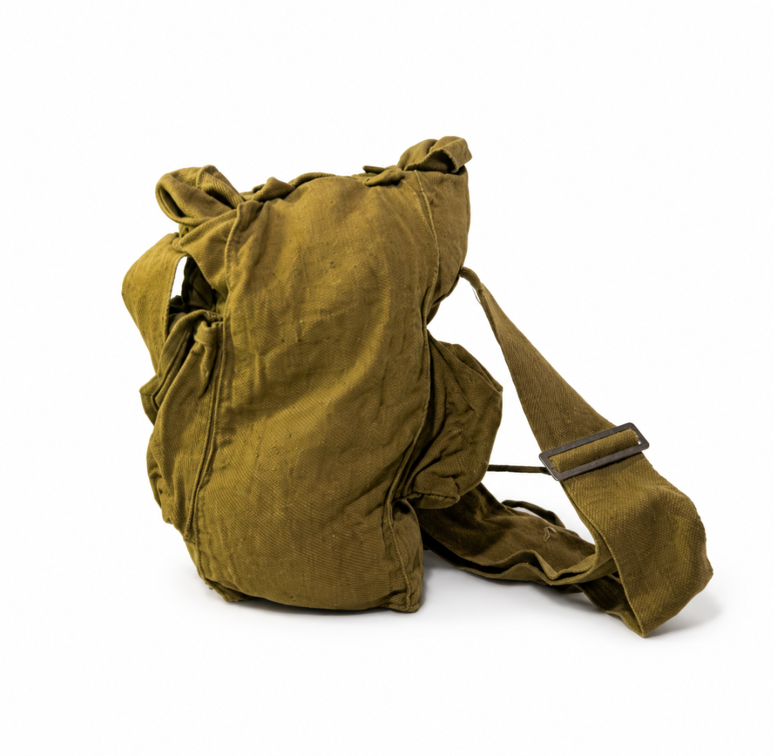 Vintage military canvas satchel with shoulder strap alternate view