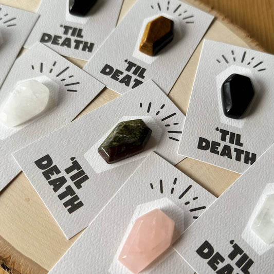 "Til Death" Coffin Mini Crystal Greeting Card