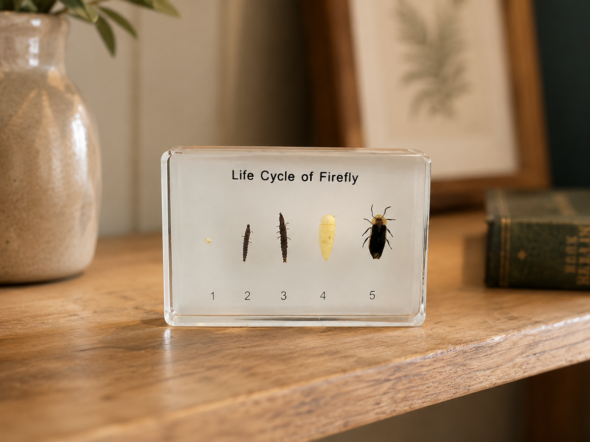 Firefly life cycle resin specimen display