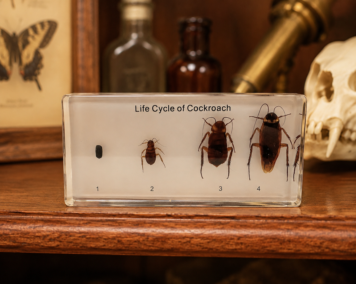 Cockroach life cycle resin specimen display