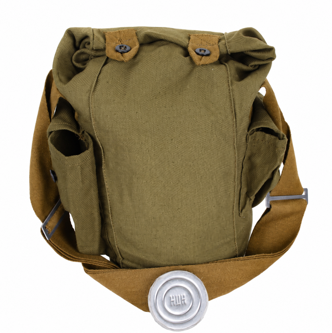 Vintage military canvas satchel with shoulder strap alternate view