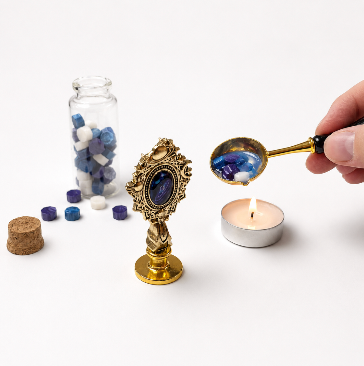 Wax seal stamp kit in a celestial-inspired gift box alternate view